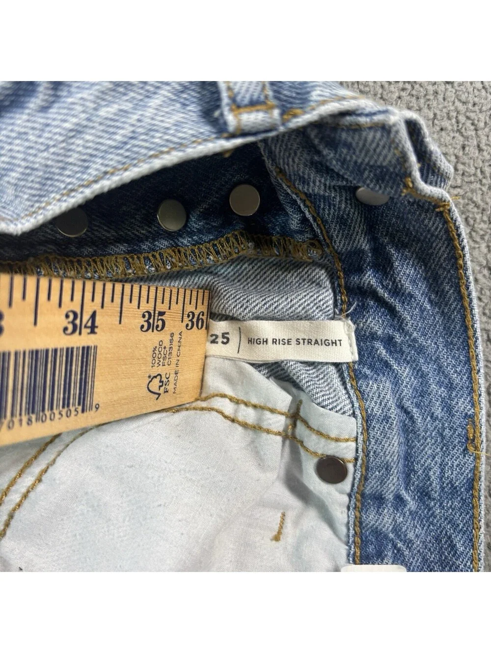 Pacsun 25 High Rise Straight Distressed Jeans - Button Fly Denim